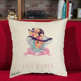 Perna Personalizata Zodie Fecioara, 40x40 cm, Ecru, Husa Detasabila, Perna Inclusa, BEKZ®
