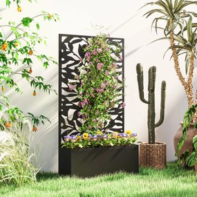 Outsunny Ghiveci cu spallier pentru plante cățărătoare din oțel, montare pe perete sau pe podea, 61x23x113 cm, negru | Aosom Romania