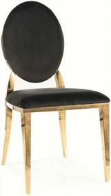 Scaun KING, negru/auriu, stofa catifelata/metal, 47x43x95 cm