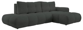 Canapea colțar extensibilă ALMADA, tapițată, cu spațiu de depozitare, în L, dreapta, antracit