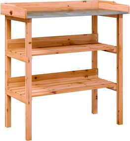 vidaXL Masă de plante cu raft, maro, 78x38x82,5 cm, lemn masiv de brad