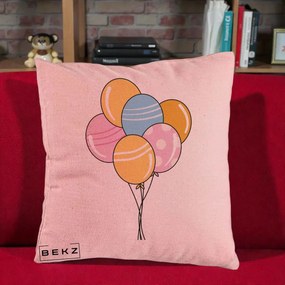 Perna Decorativa Baloane Petrecere, 40x40 cm, Roz, Husa Detasabila, Perna Inclusa, BEKZ®