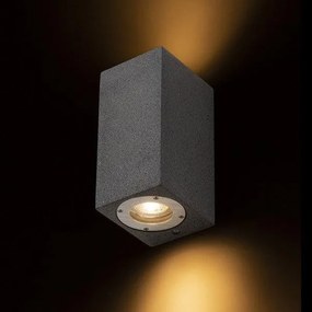 Aplica din beton cu priza GU10 pentru surse de lumina LED, pentru uz exterior. KANE II de perete beton/decor gramit intunecat 230V LED GU10 2x5W IP65