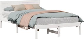 vidaXL Cadru de pat Alb 120 x 200 cm Lemn masiv de pin