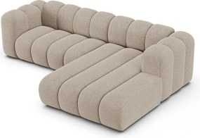 Colțar bej cu tapițerie din chenille (cu colț pe partea dreaptă/cu șezlong) Lupine – Micadoni