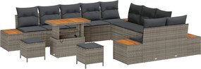vidaXL Set de canapele pentru grădină cu pernă 13 pcs Gri Rattan poli