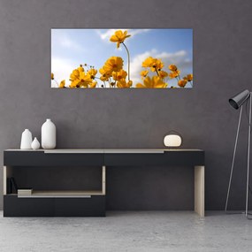 Tablou - Câmp cu flori galben deschis (120x50 cm)