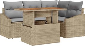 vidaXL Set de masă pentru grădină cu pernă 5 pcs Bej și gri