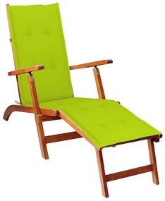vidaXL Șezlong exterior, suport picioare și pernă, lemn masiv acacia