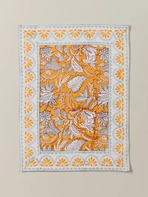 Set 4 protectii pentru masa, din bumbac, Blockprint