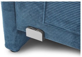 Pat pentru copii albastru pe colț tapițat cu spațiu de depozitare cu somieră 120x200 cm Cool – Meise Möbel