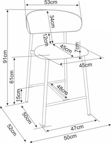 Scaun de bar ELONE, casmir/bej