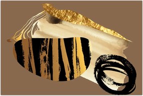 Tablou - Abstracție maro auriu N⁰2 (90x60 cm)