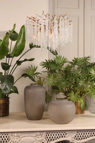 Candelabru din metal, auriu, cristale rotunde din sticlă, 40 x 45 cm, „Cascade”