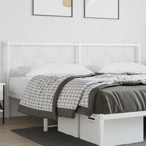 376313 vidaXL Tăblie de pat metalică, alb, 200 cm