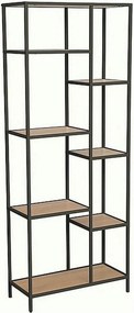 Etajera COSTA A, stejar/negru, PAL/metal, 70x30x178 cm