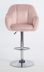 HR12055W Scaun Roz Pudra din Catifea cu Bază Cromata