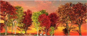 Tablou - Copaci colorate (120x50 cm)