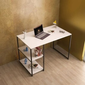 Birou cu rafturi metal Colbin alb Homs, 120x70x60 cm,20391