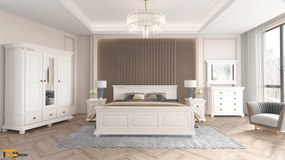 Dormitor Luxus Lemn Masiv Alb, montaj gratuit