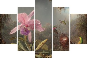 Tablou - Martin Johnson Heade, Cattleya Orchid and Three Hummingbirds, reproducere (150x105 cm)