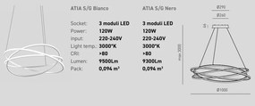 Lustra LED circulara design modern ATIA 100cm alb sau negru