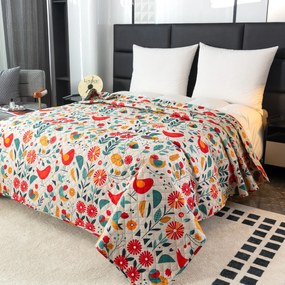 Cuvertura de pat cu model RETRO PASARE colorata Dimensiune: 220 x 240 cm