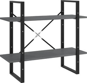 vidaXL Bibliotecă cu 2 rafturi, gri, 80x30x70 cm, lemn masiv de pin