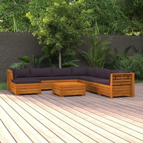 3087322 vidaXL Set mobilier grădină cu perne, 9 piese, lemn masiv de acacia