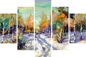 Tablou - Drum înzăpezit prin pădure (150x105 cm)