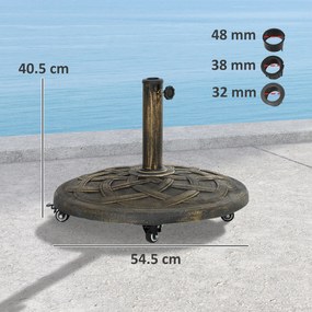 Outsunny Bază Rotundă pentru Umbrelă cu Roți, Bază Ponderată de 20 kg din Rășină, Suport pentru Umbrele de 3,3 cm/3,8 cm/4,8 cm pentru Exterior, Grădină, Piscină, Bronz | Aosom Romania