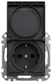 Priza simpla cu impamantare, cu capac, 16A, IP20, antracit, Schneider Sedna Design