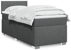 vidaXL Pat box spring cu saltea, gri închis, 80x200 cm, textil