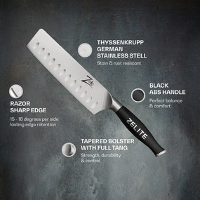Seria Comfort Pro, cuțit nakiri de 7”, 56 HRC, oțel inoxidabil