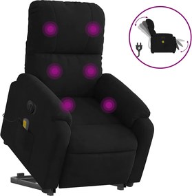 vidaXL Fotoliu masaj rabatabil electric cu ridicare, negru, microfibră