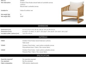 Fotoliu LUX pentru exterior din lemn de tec Aruba