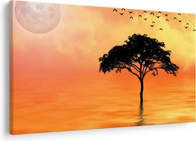 Tablou cu copac în apus de soare (90x60 cm)