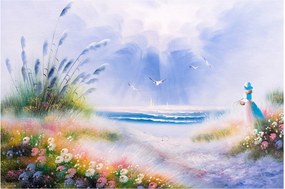 Tablou - Plaja romantică, pictură în ulei (90x60 cm)