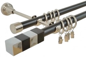 Galerie dubla duo magnum 19 mm negru inox (Alege marime: 280 cm)