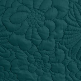 Cuvertură de pat turcoaz mat, cu imprimeu floral Lăţime: 220 cm | Lungime: 240cm