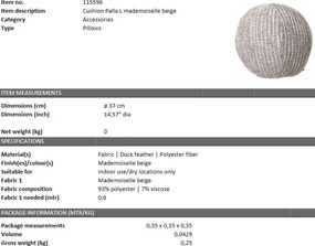 Perna decorativa LUX Palla L, bej mademoiselle 115596 HZ