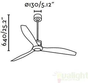 Ventilator modern cu telecomanda diam. 128 cm, JUST FAN Cromat 33394