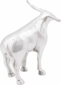 vidaXL Sculptură taur Argintiu 20 x 17 x 23 cm Aluminiu