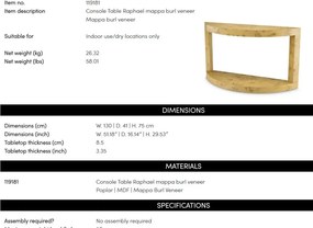 Consola design LUX, Furnir Burl Mappa, Maro, Raphael