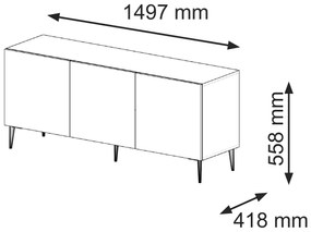 Masă TV C 3D 150 Rowanna (alb lucios + Auriu). 1125043