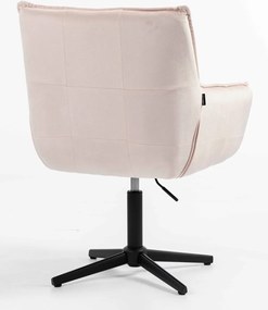 HR560CROSS Scaun Catifea Roz Pudra cu Bază Neagră