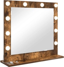 vidaXL Oglindă de toaletă cu oglindă Stejar fumuriu 60 x 55 x 18 cm