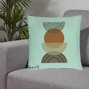 Perna Decorativa Boho Stiva Forme Punctate Terracotta, 40x40 cm, Verde Menta, Husa Detasabila, Perna Inclusa, BEKZ®