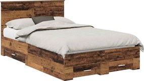 vidaXL Cadru de pat cu headboard Lemn vechi 120 x 190 cm Lemn compozit