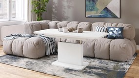 Mazzoni ASTON MINI-Z Alb Mat - MĂSUȚĂ DE CAFEA MODERNĂ EXTENSIBILĂ REGLABILĂ PE ÎNĂLȚIME MASĂ TRANSFORMABILĂ